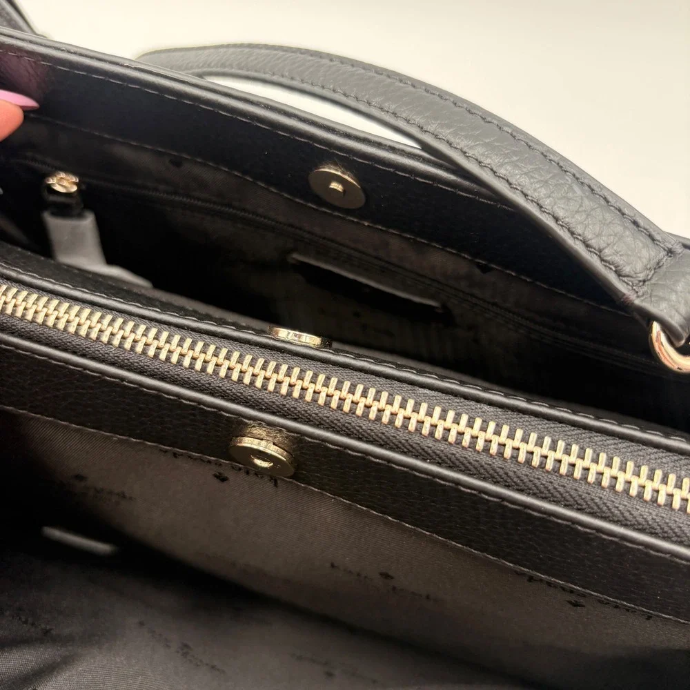 Kate Spade Mulberry Street Lise Black Pebbled Leather Satchel Bag K1115 NWT
